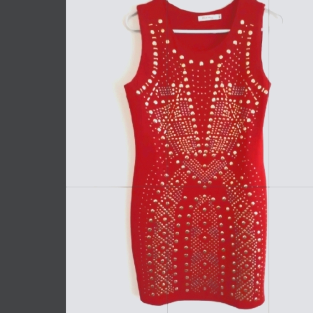 Runway Paris Studded Dress - Stunning in Dark Red XL